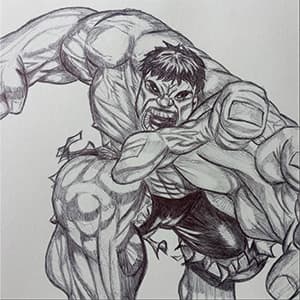Hulk dibujado en esfero.